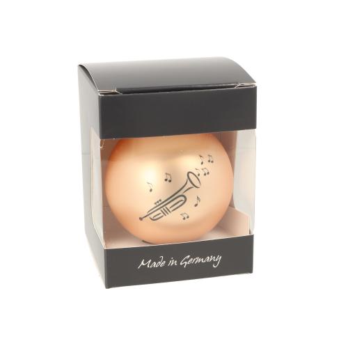 Weihnachtskugel mit Trompete-Druck (einzeln), verschiedene Farben - Farbe: Altgold matt