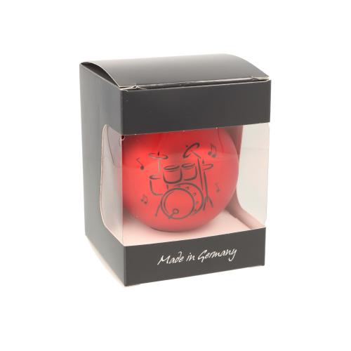 Weihnachtskugel mit Schlagzeug-Druck (einzeln), verschiedene Farben - Farbe: Rot matt