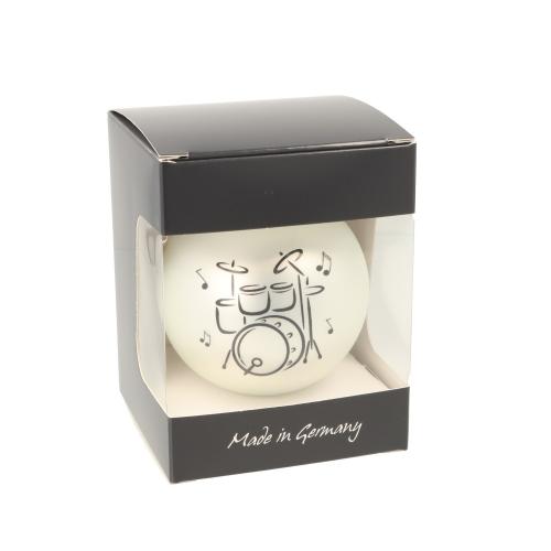 Weihnachtskugel mit Schlagzeug-Druck (einzeln), verschiedene Farben - Farbe: Silber matt