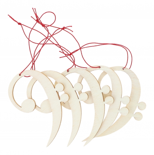 5er-Set Pappelholz-Anh�nger - Motiv: Bassschl�ssel