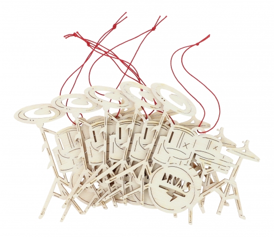 5er-Set Pappelholz-Anh�nger - Motiv: Schlagzeug