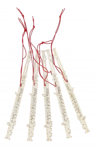 5er-Set Pappelholz-Anh�nger - Motiv: Querfl�te