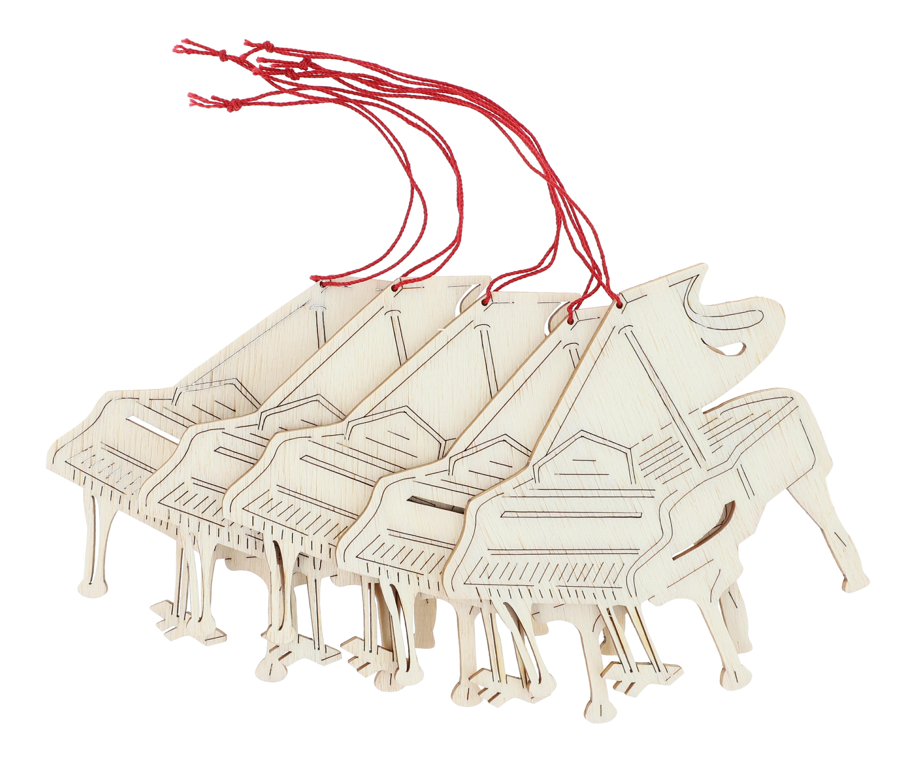 Anhänger aus Pappelholz natur - Instrumente / Design: Piano, 5 Stück pro Motiv Anhänger aus Pappelholz natur - Instrumente / Design: Piano, 5 Stück pro Motiv