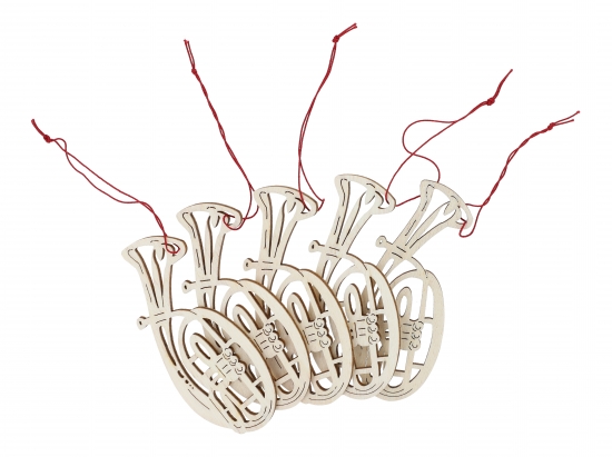 5er-Set Pappelholz-Anh�nger - Motiv: Tenorhorn