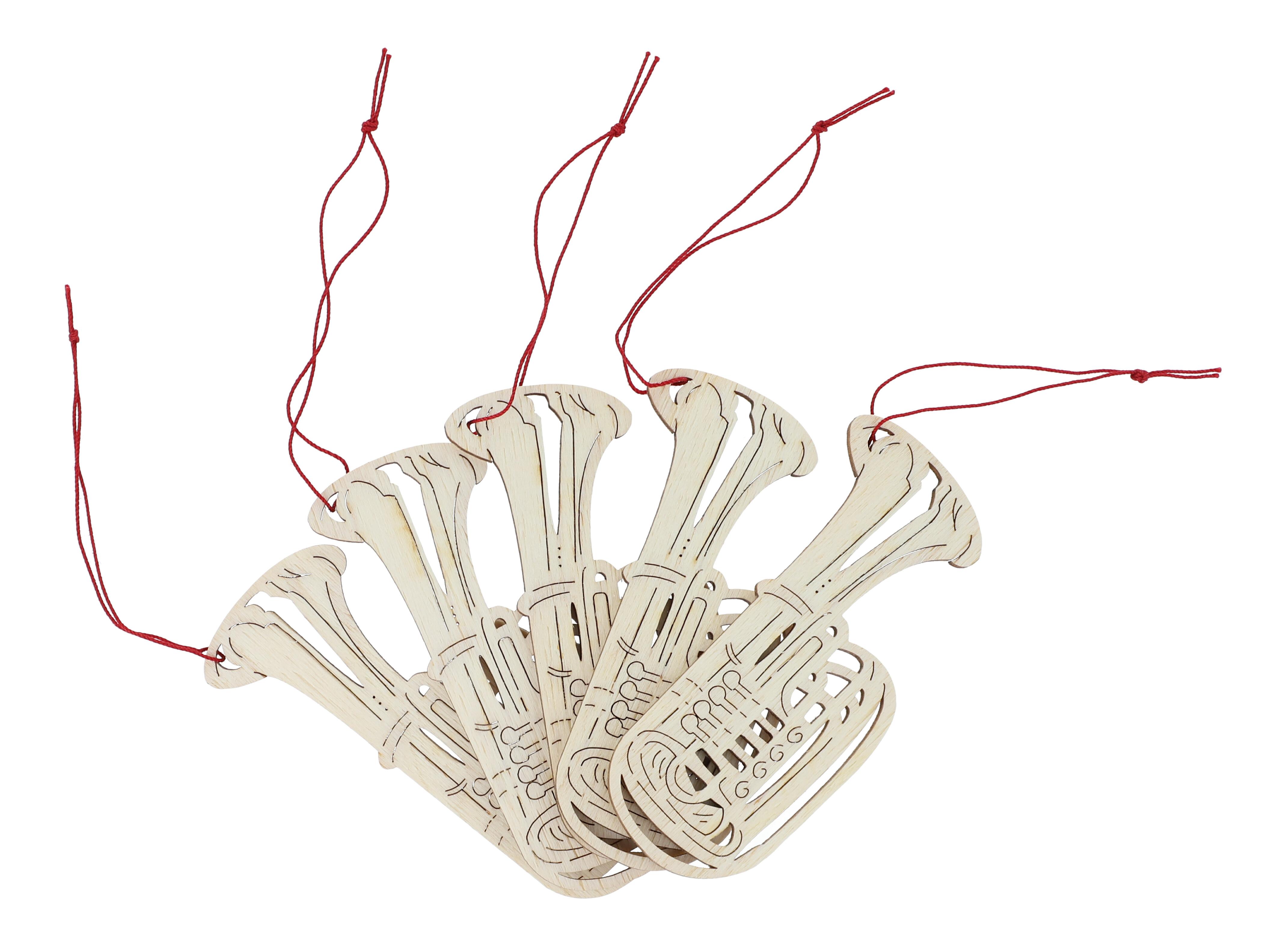 Anhänger aus Pappelholz natur - Instrumente / Design: Tuba, 5 Stück pro Motiv Anhänger aus Pappelholz natur - Instrumente / Design: Tuba, 5 Stück pro Motiv