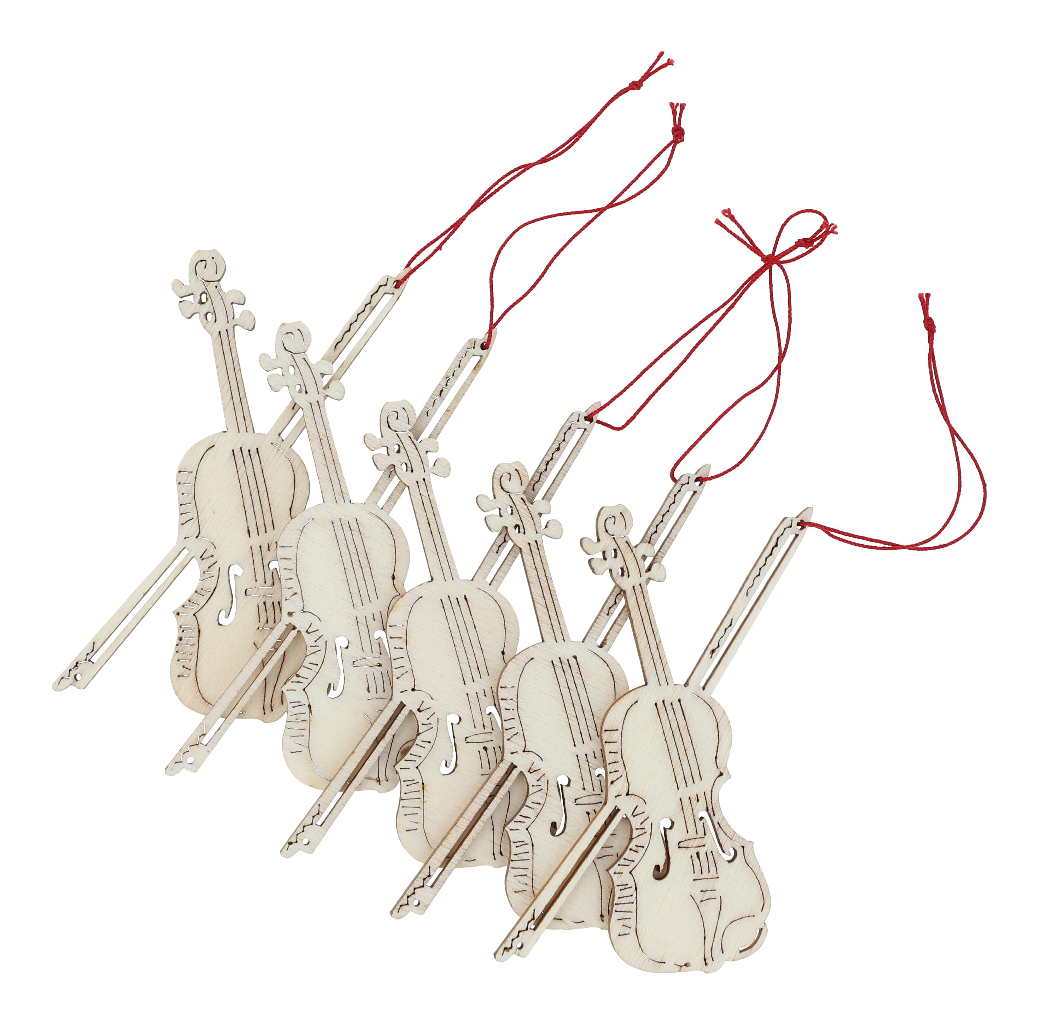 Anhänger aus Pappelholz natur - Instrumente / Design: Violine, 5 Stück pro Motiv Anhänger aus Pappelholz natur - Instrumente / Design: Violine, 5 Stück pro Motiv