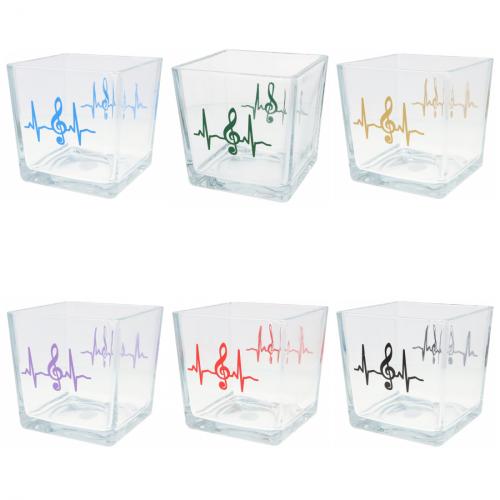 Glas-Vase mit Herzschlag und Violinschlssel