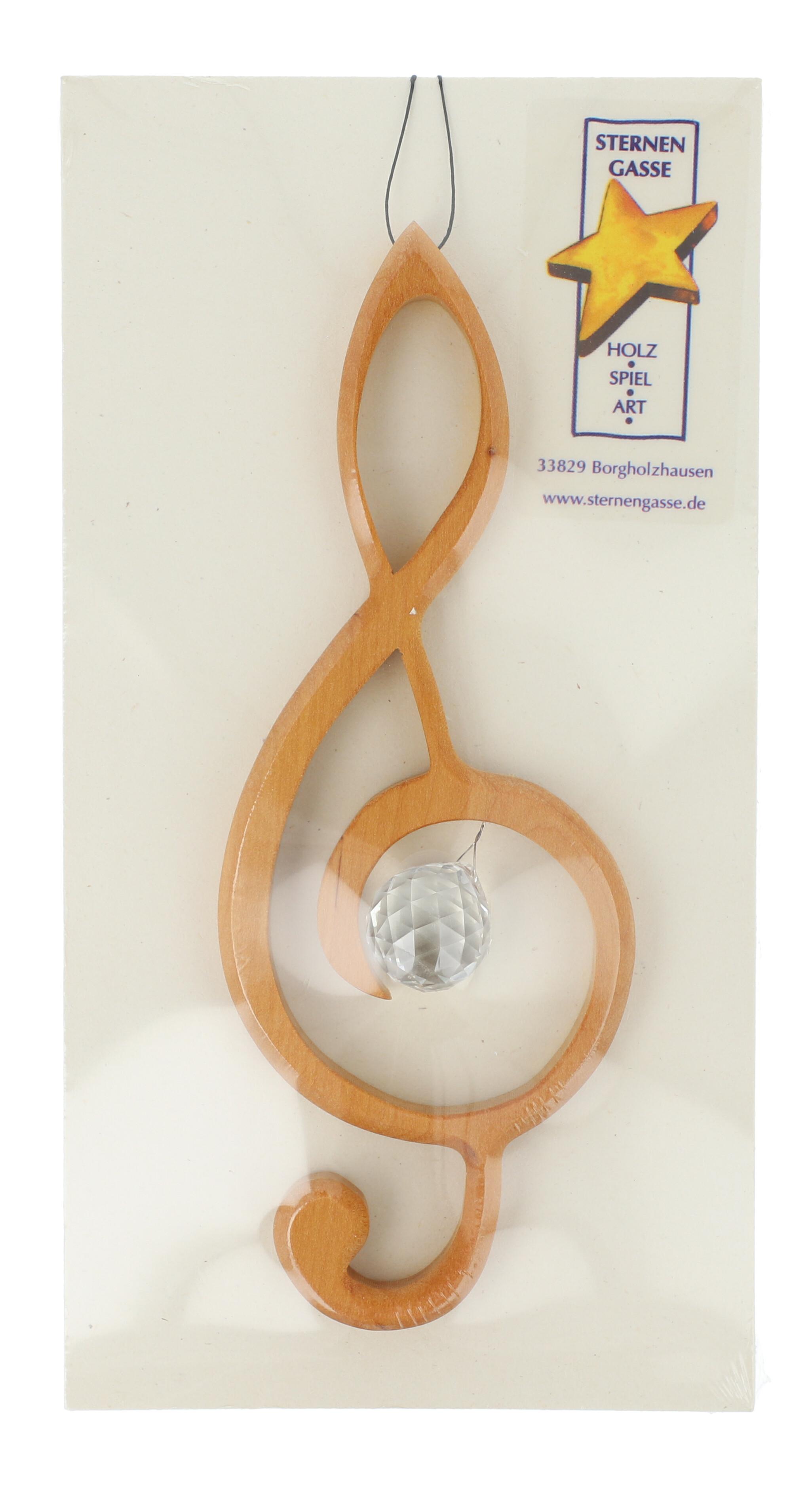 Deko Holz-Violinschlüssel 17 cm mit Swarovski Deko Holz-Violinschlüssel 17 cm mit Swarovski