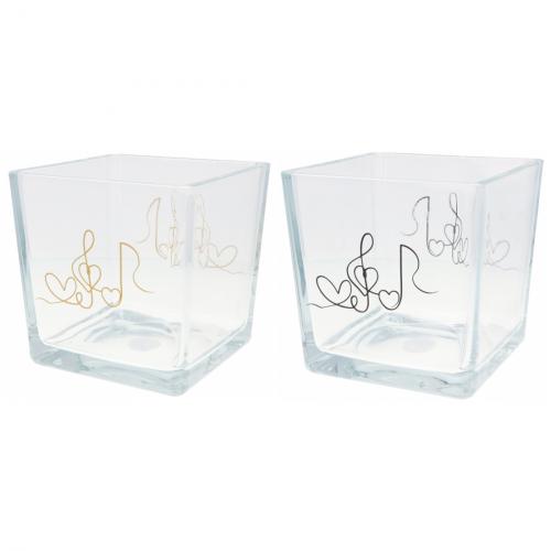 Glas-Vase mit Herz, Violinschlssel und Note