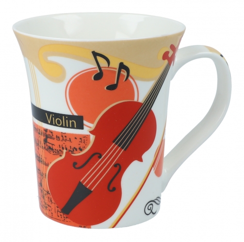 bunte Instrumenten-Kaffeebecher, Gitarren, Piano oder Violine - Design: Violine