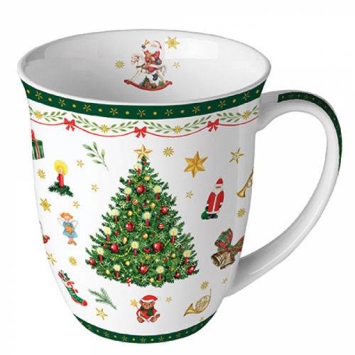 Becher Christmas evergreen white 