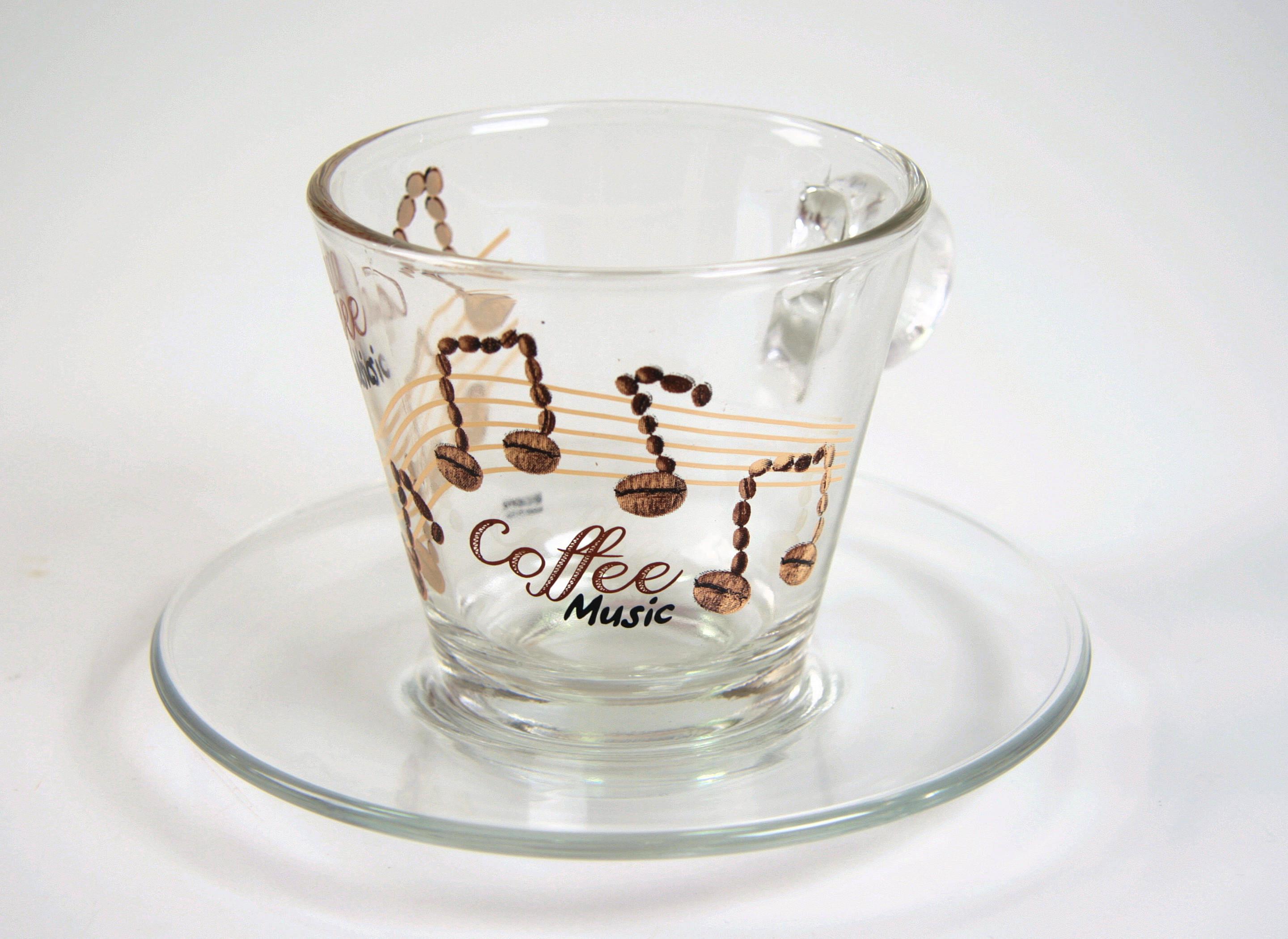 Glas Cappuccinotasse/teller Coffee Music Glas Cappuccinotasse/teller Coffee Music