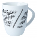 Henkelbecher bedruckt mit diversen Instrumenten und musikalischen Motiven - Instrumente / Design: Querflöte Henkelbecher bedruckt mit diversen Instrumenten und musikalischen Motiven - Instrumente / Design: Querflöte