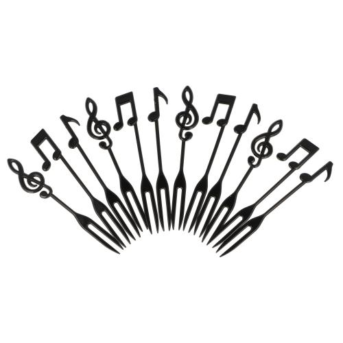 Früchtegabeln mit Violinschlüssel, Achtelnote und Sechzehntelnote in schwarz
