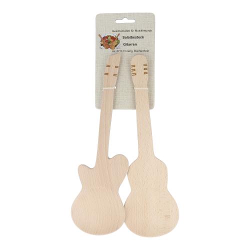 Gitarren-Salatbesteck aus Buchenholz