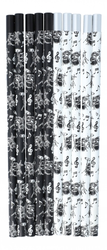 Bleistifte mit musikalischen Motiven und magnetischem Kopf - Design: Schlagzeug
