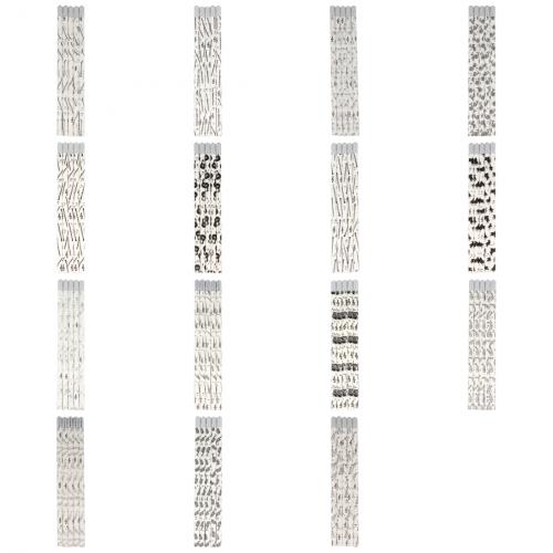 Bleistifte in wei mit Instrumenten und dekorativem Schmuckstein