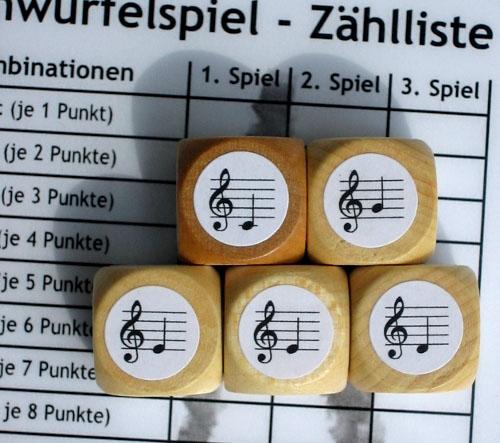 Notenwürfelspiel für Klavier c' bis h' ,Violin- und Bassschlüssel Notenwürfelspiel für Klavier c' bis h' ,Violin- und Bassschlüssel