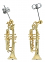 Trompete-Ohrhänger, versilbert oder vergoldet, Blasmusik