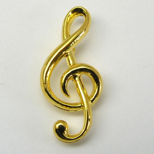 Violinschlüssel-Pin, versilbert oder vergoldet