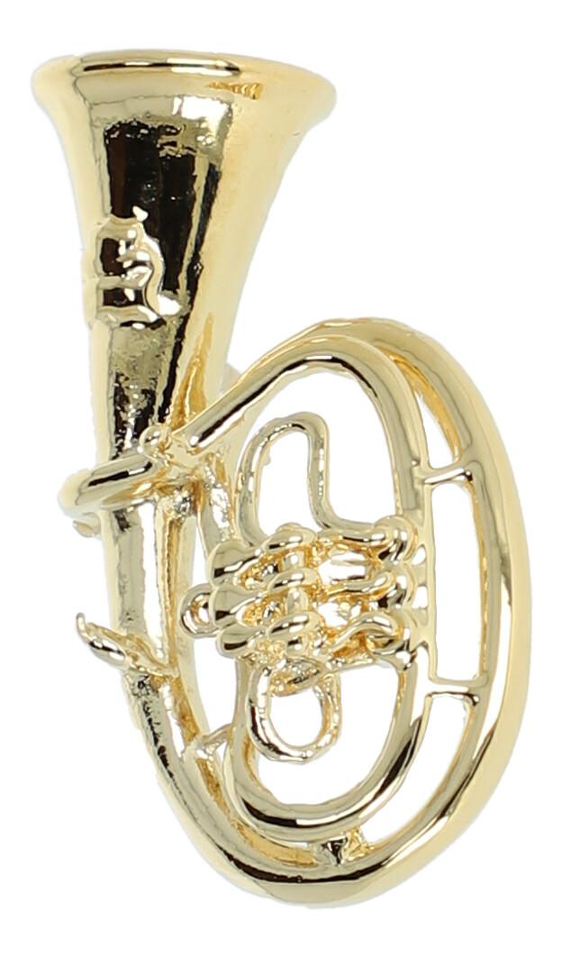 Pin, ohne Box, Tenorhorn groß, goldplated Pin, ohne Box, Tenorhorn groß, goldplated