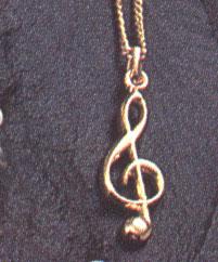 Anhänger Violinschlüssel, mit Kette, vergoldet Anhänger Violinschlüssel, mit Kette, vergoldet