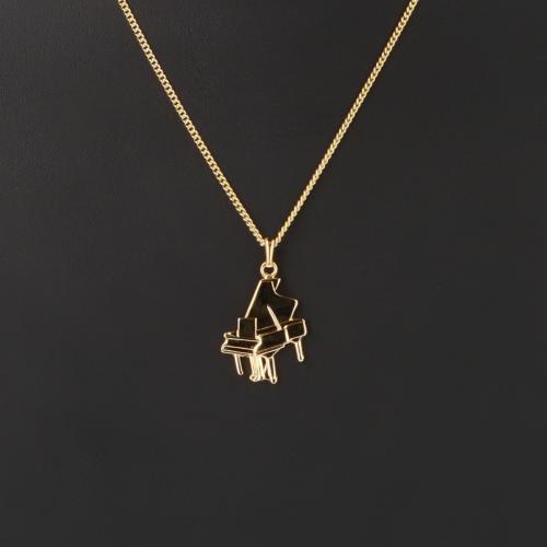 Piano-Anh�nger mit Kette, versilbert oder vergoldet, Fl�gel - Ausf�hrung: vergoldet