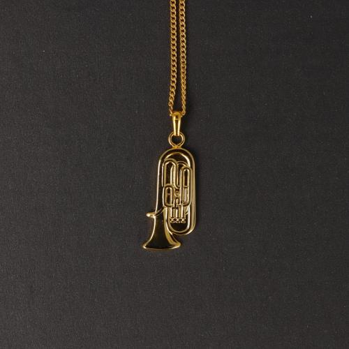 Tuba-Anh�nger, mit Kette, versilbert oder vergoldet - Ausf�hrung: vergoldet