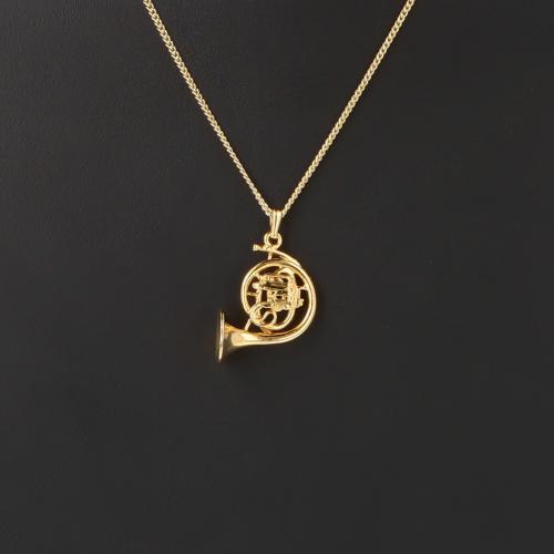 Horn-Anh�nger, mit Kette, versilbert oder vergoldet - Ausf�hrung: vergoldet