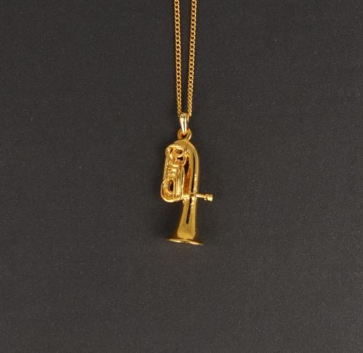 Anh�nger Tuba, mit Kette, versilbert oder vergoldet, Blasmusik - Ausf�hrung: vergoldet