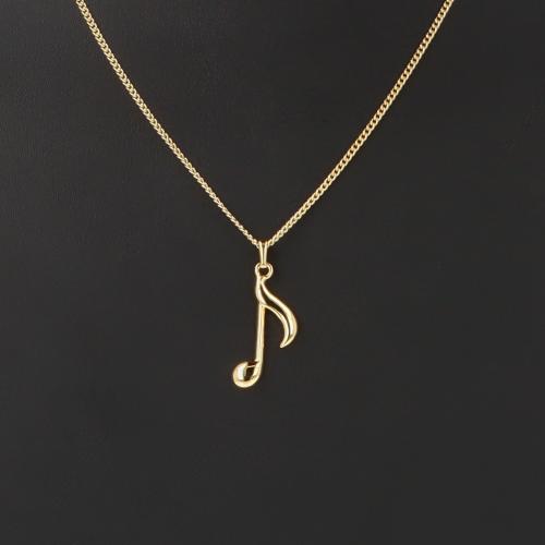 Achtelnote-Anh�nger mit Kette, versilbert oder vergoldet, Note - Ausf�hrung: vergoldet