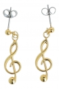 Violinschlüssel-Ohrhänger, versilbert oder vergoldet, Notenschlüssel