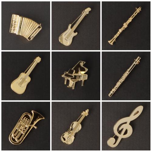 Instrumenten-Brosche, verschiedene Ausf�hrungen, vergoldet