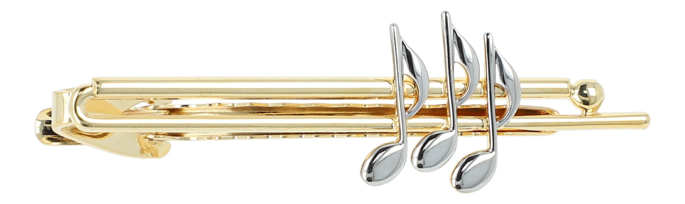 Krawattenklammer, Träger gold, Achtelnote silber Krawattenklammer, Träger gold, Achtelnote silber