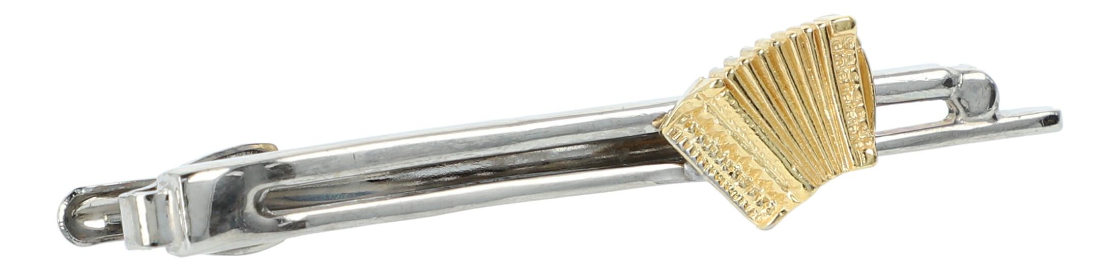 Krawattenklammer, Träger silber, Akkordeon gold Krawattenklammer, Träger silber, Akkordeon gold