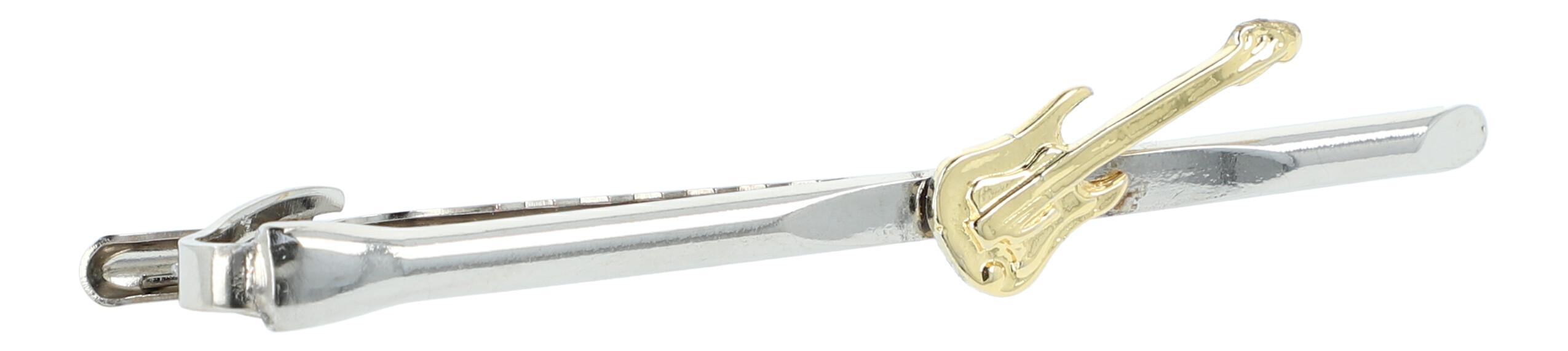 Krawattenklammer, Träger silberplated, E-Gitarre goldplated Krawattenklammer, Träger silberplated, E-Gitarre goldplated
