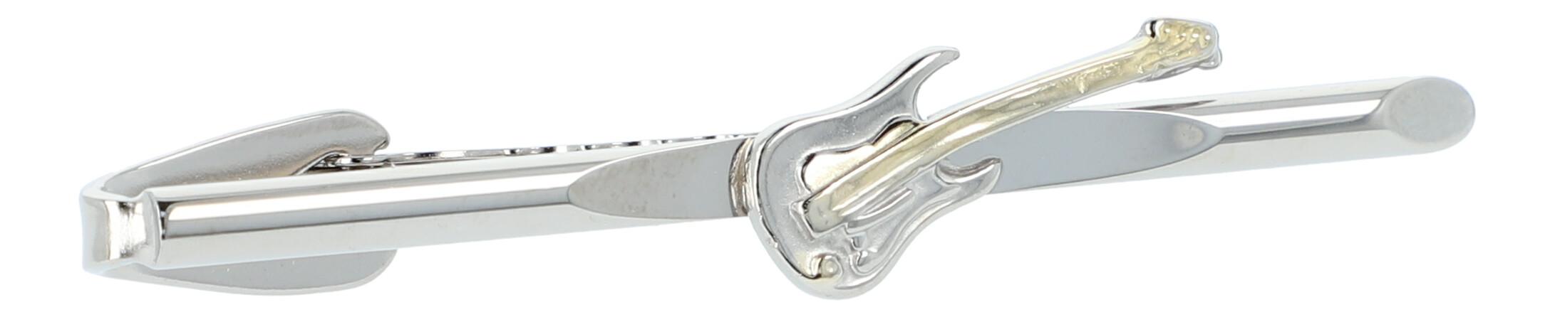 Krawattenklammer, Träger silberplated, E-Gitarre silberplated Krawattenklammer, Träger silberplated, E-Gitarre silberplated