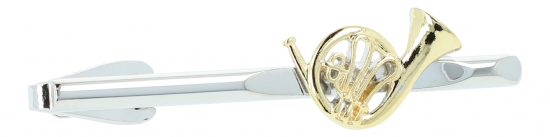 silberne Krawattenklammer mit goldenem Horn