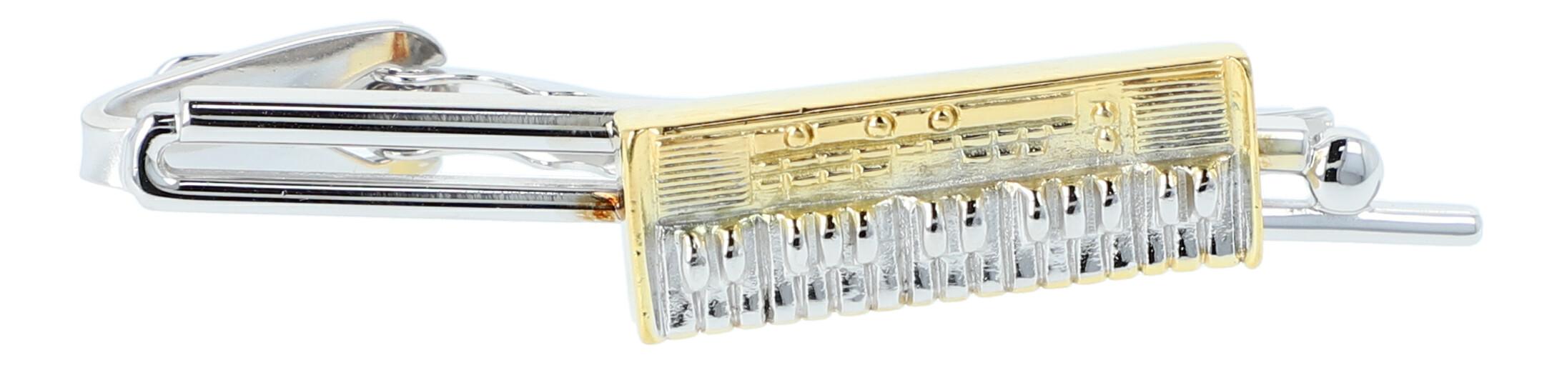 Krawattenklammer, Träger silberplated, Keyboard golplated Krawattenklammer, Träger silberplated, Keyboard golplated