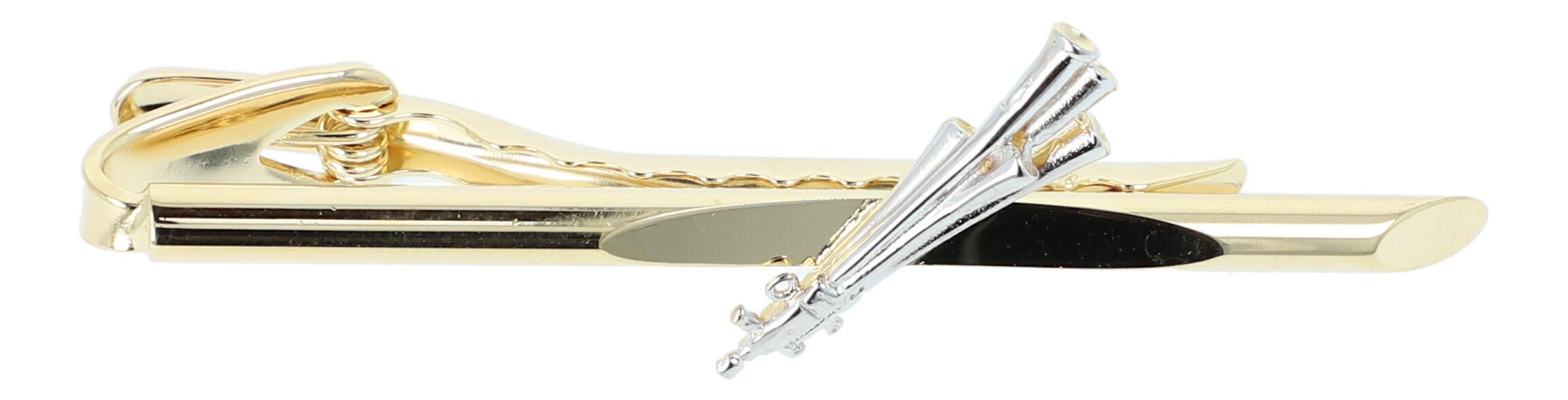 Krawattenklammer, Träger goldplated, Schalmei silberplated Krawattenklammer, Träger goldplated, Schalmei silberplated