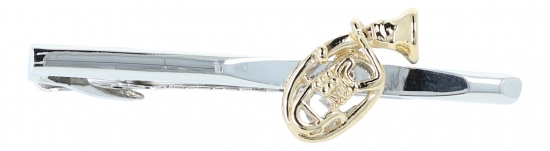 silberne Krawattenklammer mit goldenem Tenorhorn 