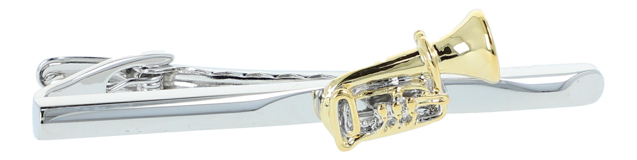 Krawattenklammer, Träger silberplated, Tuba goldplated Krawattenklammer, Träger silberplated, Tuba goldplated