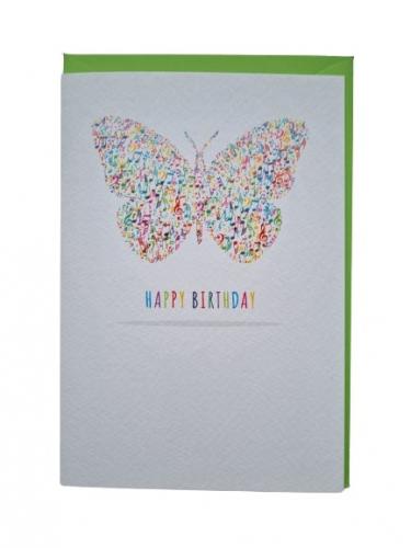 Doppelkarte Happy Birthday Schmetterling aus Noten