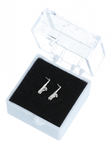 echt Silber-Miniohrstecker, verschiedene Instrumente - Design: Saxophon 