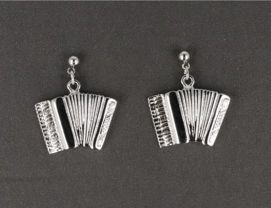 Akkordeon-Ohrh�nger, versilbert oder vergoldet - Ausf�hrung: versilbert