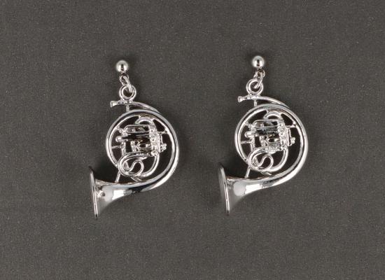 Horn-Ohrh�nger, versilbert oder vergoldet - Ausf�hrung: versilbert