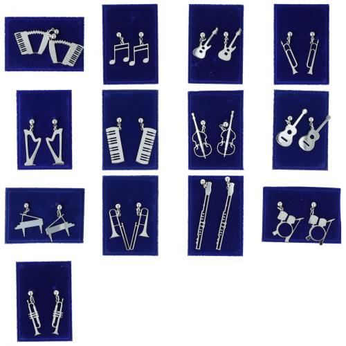 Ohrh�nger-Paar aus Edelstahl mit diversen Instrumenten oder Notenschl�sseln
