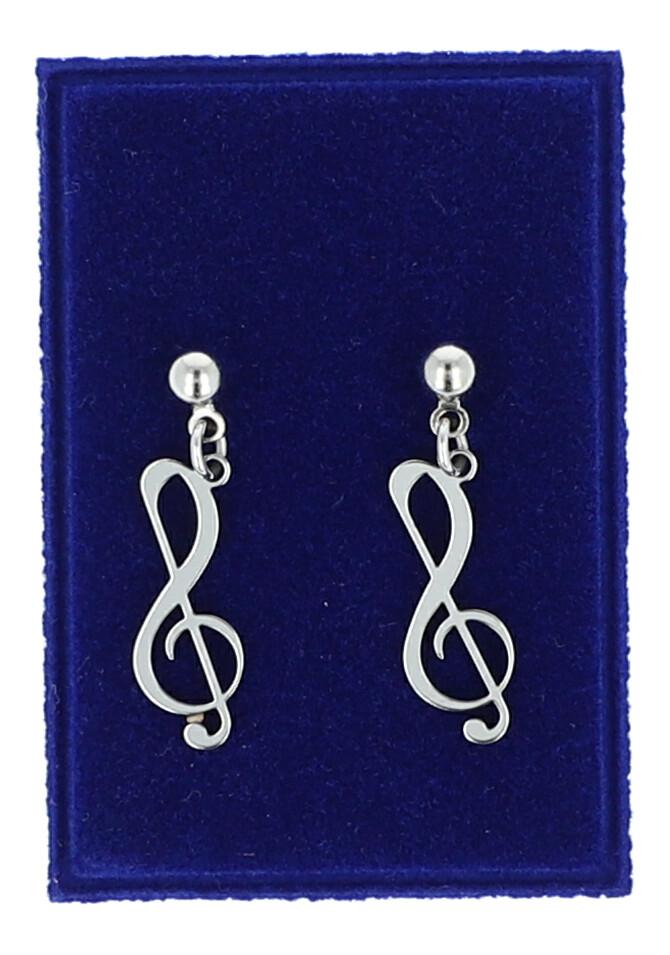 Ohrhänger-Paar aus Edelstahl, Violinschlüssel Ohrhänger-Paar aus Edelstahl, Violinschlüssel