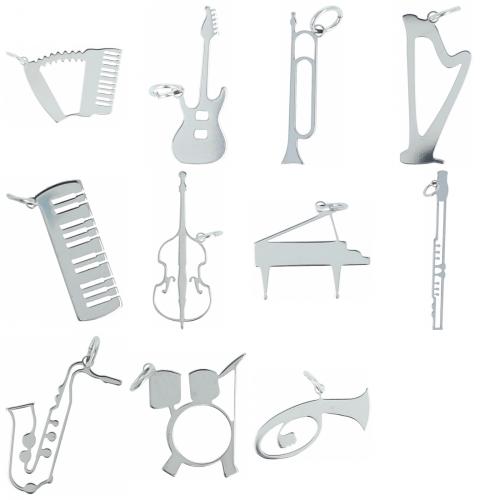 Anhnger aus Edelstahl mit diversen Instrumenten oder Notenschlsseln