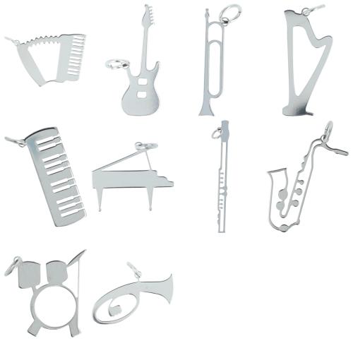Anh�nger aus Edelstahl mit diversen Instrumenten oder Notenschl�sseln